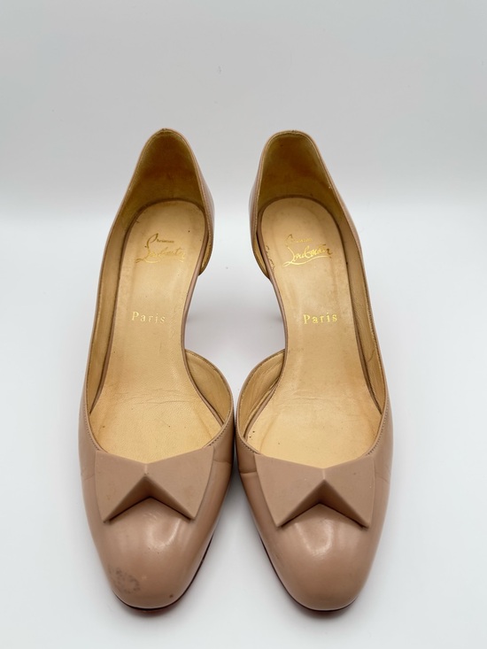Christian Louboutin Shoes - Christian Louboutin Nude Patent Leather D’Orsay Bow Pumps Heels EU 38